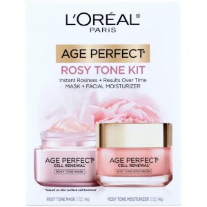a picture of L'Oreal Mask & Moisturizer jars to add a rosy glow to mature skin